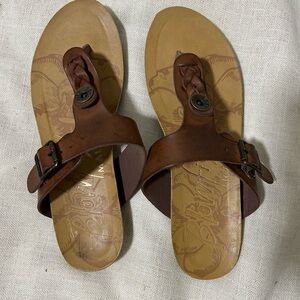 Brown Leather Sandals with Buckle